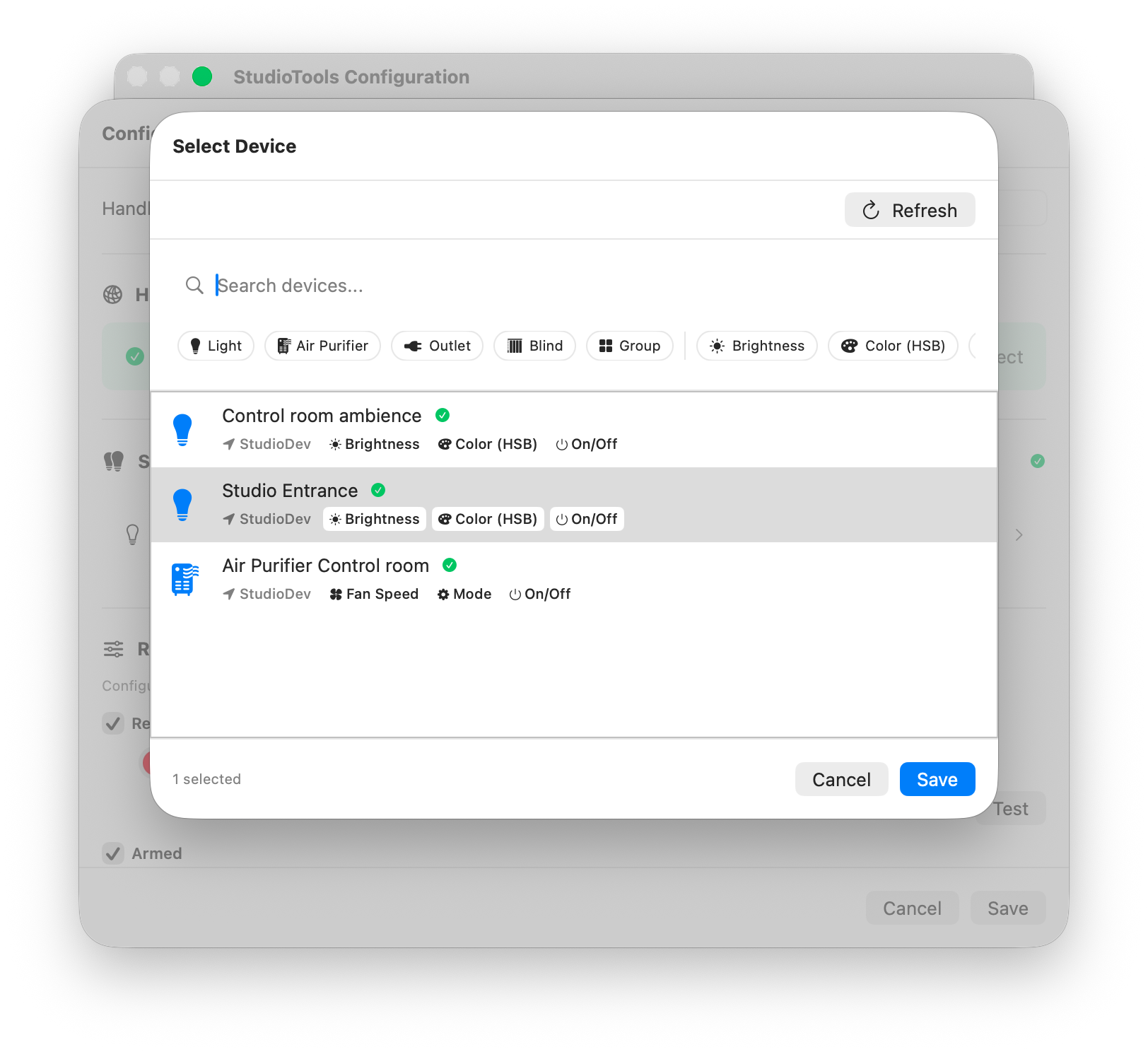 Device picker for IKEA Dirigera