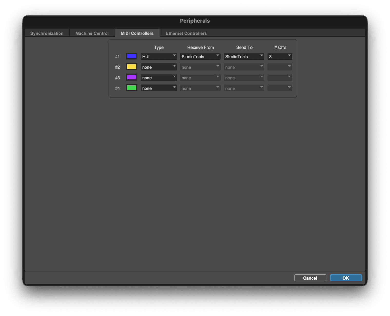 Pro Tools MIDI Controllers setup with HUI